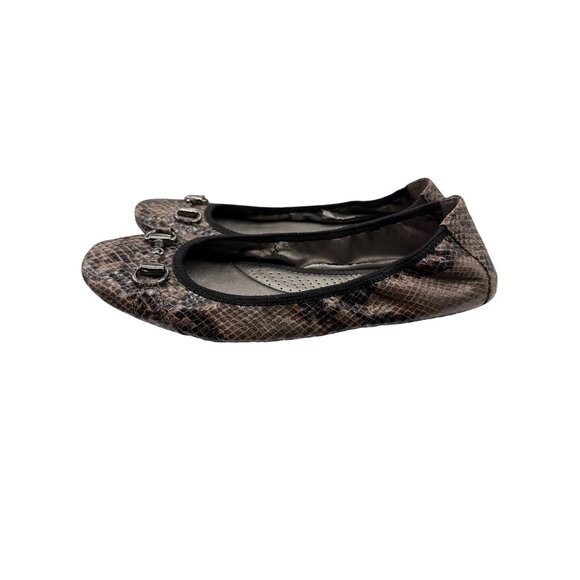 Me Too Womens Snake Print Ballet Flats Size 7.5 With Metal Accents - Picture 6 of 11